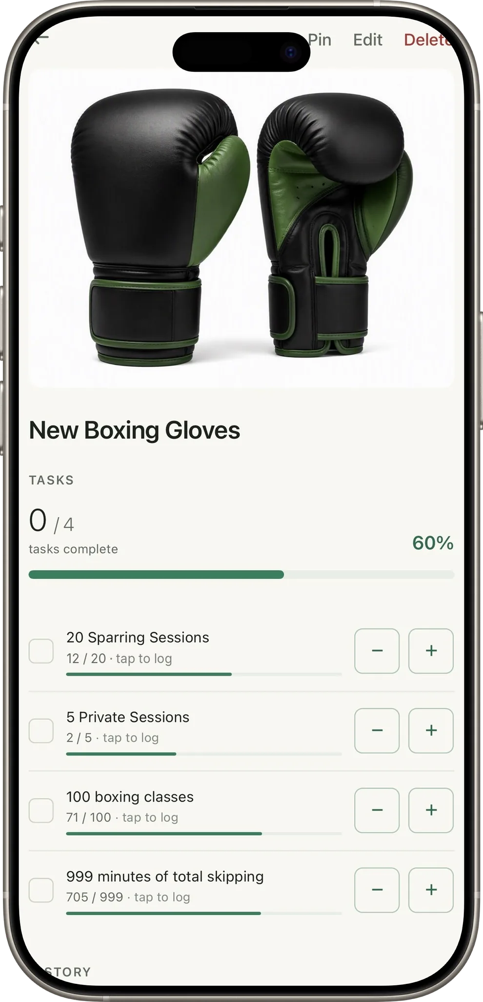 New boxing gloves: sparring, classes and skipping, 60 percent earned