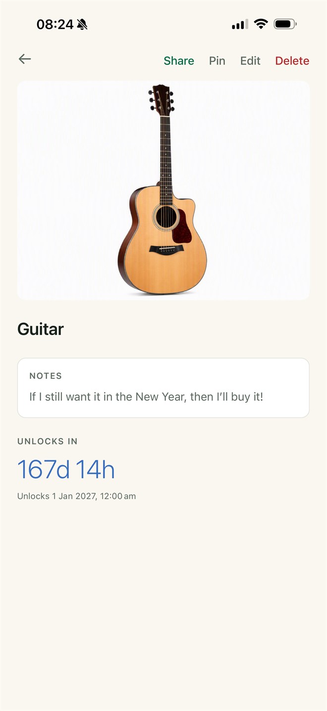 Wait Until reward: guitar with a 167-day countdown to New Year's Day
